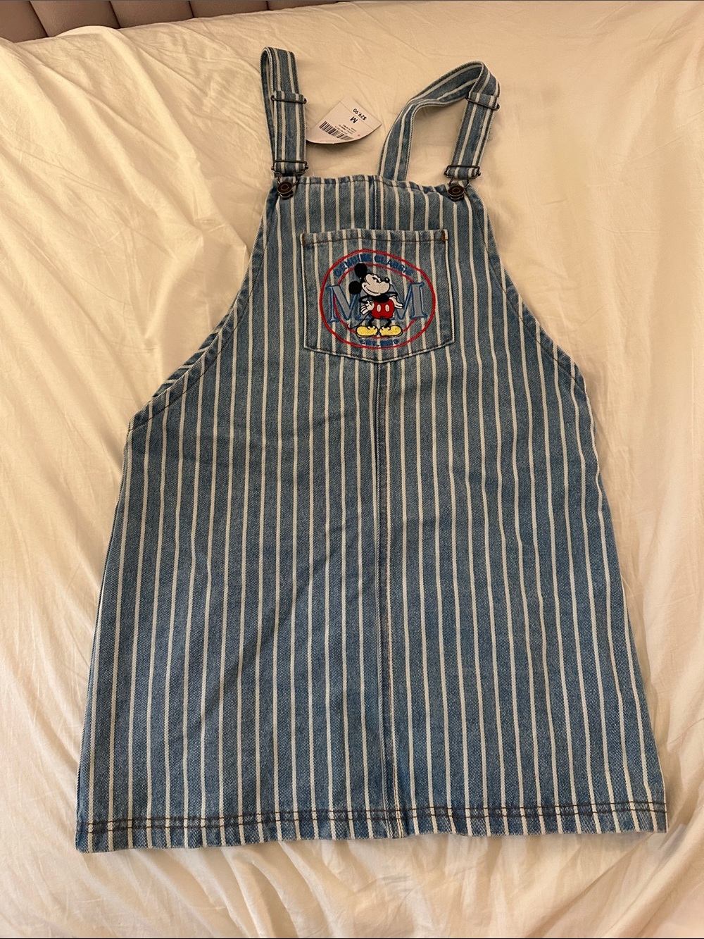 Pinstripe Vintage Mickey Mouse Overall denim Dress